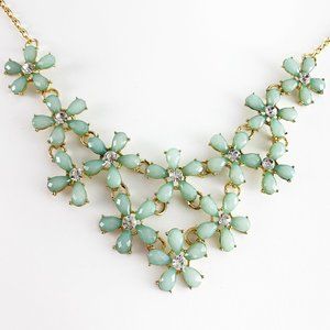 Cascading flowers with crystals statement necklace